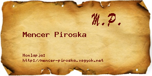 Mencer Piroska névjegykártya